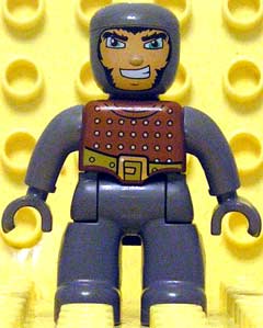Duplo Figure Lego Ville, Male Castle, Dark Bluish Gray Legs, Brown Chest, Dark Bluish Gray Arms, Dark Bluish Gray Hands