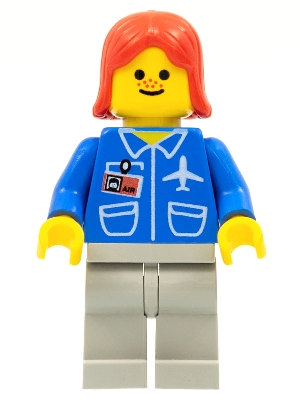 Airport - Blue, Light Gray Legs, Red Female Hair