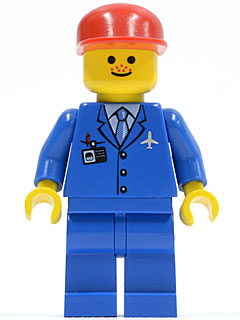 Airport - Blue 3 Button Jacket & Tie, Red Cap, Freckles