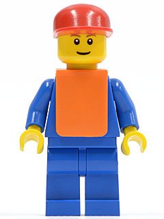 Airport - Blue 3 Button Jacket & Tie, Red Cap, Blue Legs, Orange Vest, Eyebrows