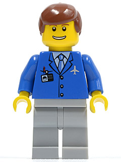 Airport - Blue 3 Button Jacket & Tie, Light Bluish Gray Legs, Reddish Brown Male Hair, Thin Grin with Teeth