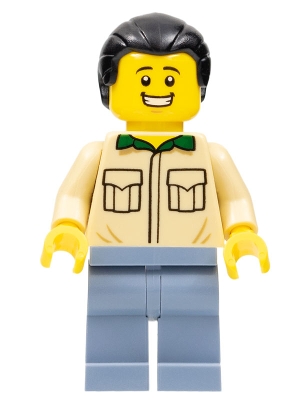 Male, Tan Shirt, Sand Blue Legs, Black Ponytail Hair