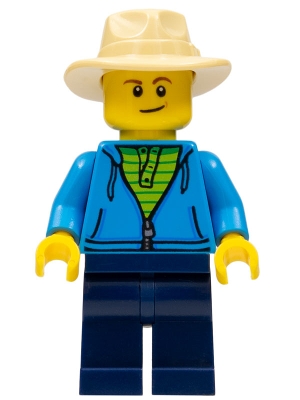 Fisherman, Dark Azure Jacket, Dark Blue Legs, Tan Fedora Hat