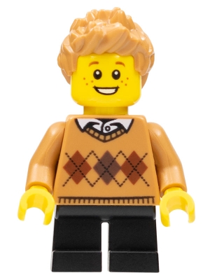 Boy, Medium Nougat Argyle Sweater, Black Legs, Medium Nougat Hair