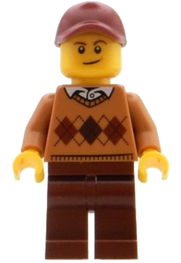 Visitor - Male, Medium Nougat Argyle Sweater, Reddish Brown Legs