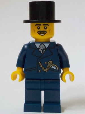 General Store Customer - Male, Dark Blue Suit, Black Top Hat, Black Moustache