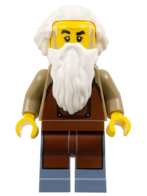 Train Worker - White Hair and Beard, Reddish Brown Apron