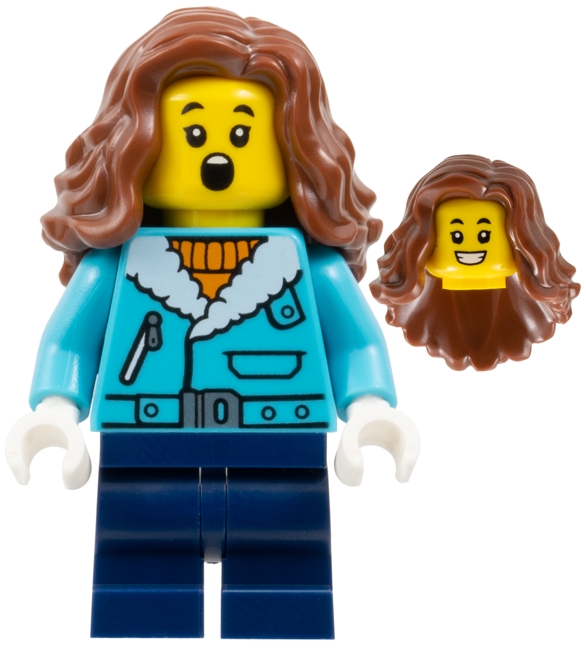 The Art of Chocolate Customer - Girl, Medium Azure Jacket, Dark Blue Medium Legs, Reddish Brown Wavy Hair
