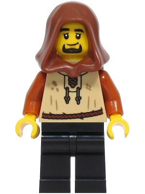 Peasant - Male, Tan Vest, Black Legs, Reddish Brown Hood, Dark Tan Backpack