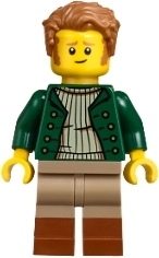 Vampire Castle Visitor - Male, Dark Green Open Jacket, Dark Tan Legs with Reddish Brown Boots, Medium Nougat Hair