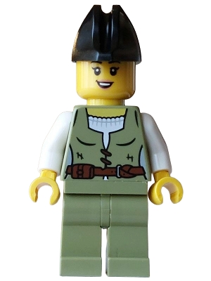 Pirate - Female, Olive Green Vest and Legs, Black Bicorne Hat