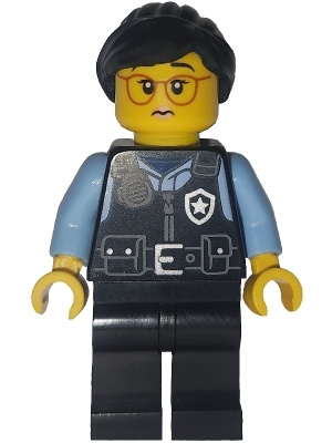 Art Factory Security - Female, Black Safety Vest with Silver Star Badge Logo, Black Legs, Black Ponytail and Swept Sideways Fringe