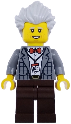 Art Factory Pianist - Male, Dark Bluish Gray Plaid Jacket with Red Bow Tie, Dark Brown Legs, Light Bluish Gray Bushy Hair Swept Back