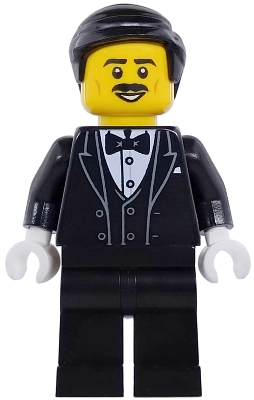 Art Factory Waiter - Male, Black Tuxedo, Black Legs, Black Short Hair with Left Part