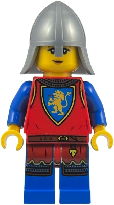 Lion Knight - Female, Flat Silver Neck Protector, Scared Face Sideburns