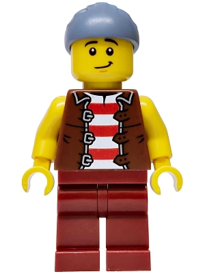 Pirate, Dark Red Legs, Sand Blue Bandana