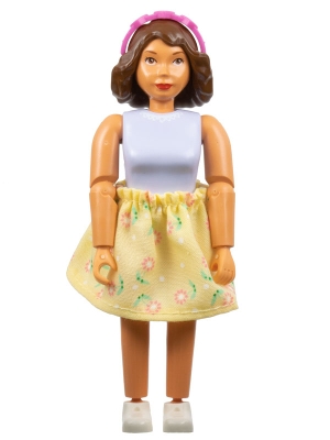 Belville Female, Adult Woman - Light Violet Top with Lace Pattern, Brown Hair, White Shoes, Skirt, Hairband