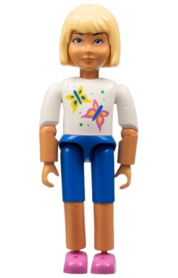 Belville Female - Blue Shorts, White Shirt with Butterflies Pattern, Light Yellow Hair