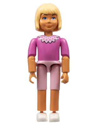 Belville Female, Child Girl - Pink Shorts, Dark Pink Top with Lace Collar Pattern, Very Light Orange Hair, White Shoes (75755)
