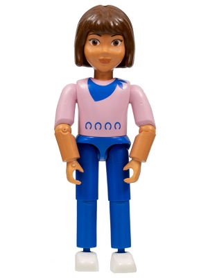 Belville Female, Child Girl (Jennifer) - Blue Pants, Pink Top with Scarf Pattern, Brown Hair, White Shoes (4107500)