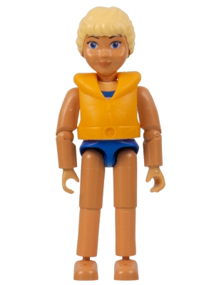 Belville Female - Laura - White/Blue Swimsuit with Blue Stripes, Long Light Yellow Hair, Life Jacket