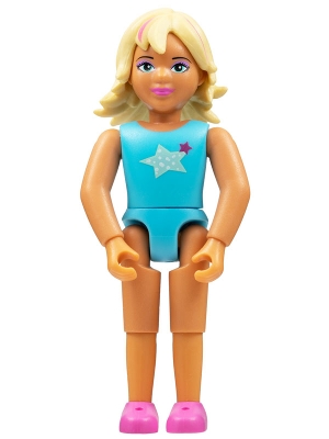 Belville Female, Child Girl (Pop Star) - Sky Blue Top with Stars Pattern, Light Yellow Hair with Dark Pink Streaks, Dark Pink Shoes (4220982)