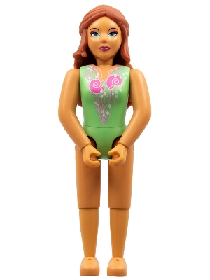 Belville Female, Adult Woman (Mermaid) - Medium Green Swimsuit with Bubbles and Seashells Pattern, Dark Orange Hair (4245146)
