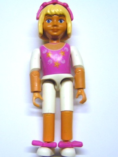 Belville Female, Child Girl - White Shorts, Dark Pink Top with Starfish / Sea Stars and Seashells Pattern, Very Light Orange Hair, White Shoes, Hairband, Bows