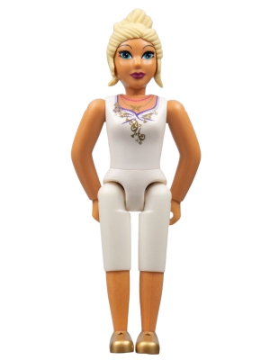 Belville Female, Adult Woman - White Shorts, White Top with Gold Filigree Pattern, Light Yellow Hair, Gold Shoes (4519435)