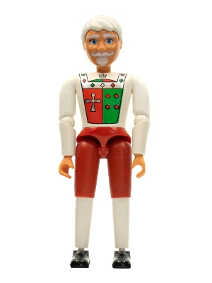Belville Male, Adult Man (King) - Red Shorts, White Top with Royal Insignia Pattern, White Hair, Black Shoes (4140029)