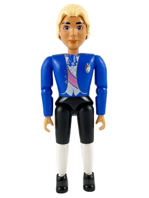 Belville Male, Adult Man (Prince / Groom) - Black Shorts, Blue Top with Vest and Sash Pattern, Very Light Orange Hair, Black Shoes (4129896)