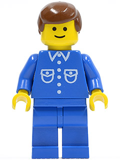 Shirt with 6 Buttons - Blue, Blue Legs, Brown Male Hair