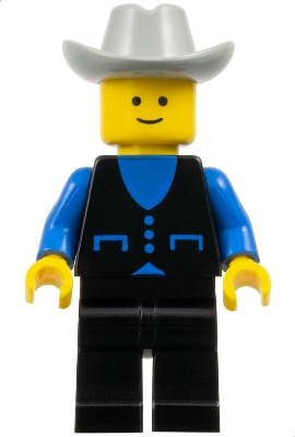 Shirt with 3 Buttons - Blue, Black Legs, Light Gray Cowboy Hat