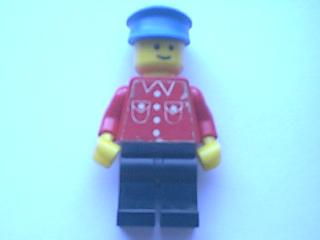 Shirt with 4 Buttons (sticker) - Red - Black Legs, Blue Hat
