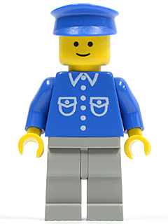 Shirt with 6 Buttons - Blue, Light Gray Legs, Blue Hat