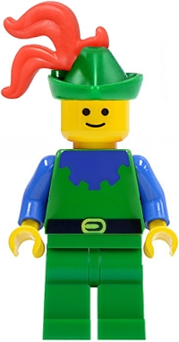 Forestman - Blue, Green Hat, Red 3-Feather Plume