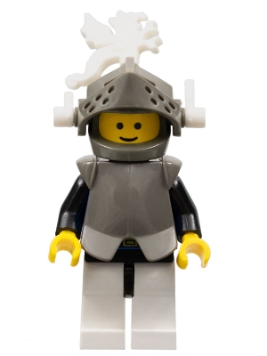 Breastplate - Armor over Blue, Dark Gray Helmet and Visor, White Dragon Plumes