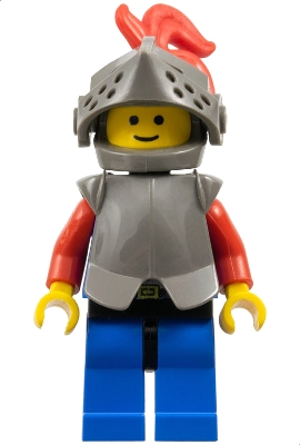 Breastplate - Armor over Blue, Dark Gray Helmet and Visor, Red 3-Feather Plume