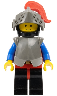 Breastplate - Armor over Red, Black Helmet, Dark Gray Visor, Red Plume