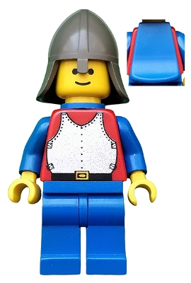 Breastplate - Red with Blue Arms, Blue Legs, Dark Gray Neck-Protector, Blue Plastic Cape