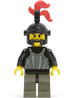 Fright Knights - Knight 1, Black Dragon Helmet, Red 3-Feather Plume