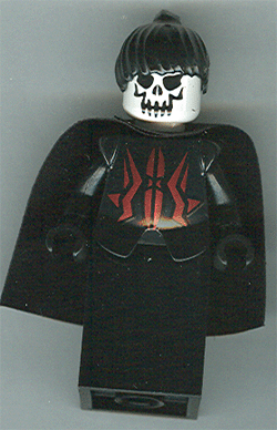 Knights Kingdom II - Queen with Evil Skull Face, Black Ponytail Hair, Black Cape (Chess Queen)
