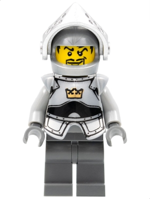 Fantasy Era - Crown Knight Plain with Breastplate, Helmet with Visor, Curly Eyebrows and Goatee, Dark Bluish Gray Hips and Legs