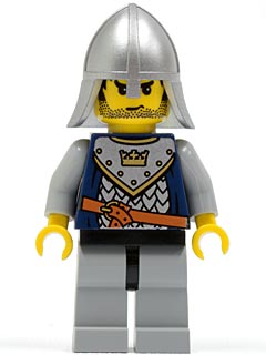 Fantasy Era - Crown Knight Scale Mail with Crown, Helmet with Neck Protector, Black Messy Hair and Stubble