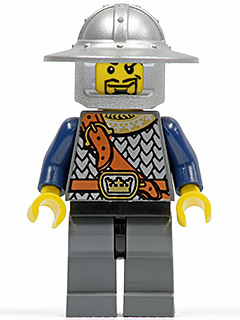 Fantasy Era - Crown Knight Scale Mail with Chest Strap, Helmet with Broad Brim, Curly Eyebrows and Goatee