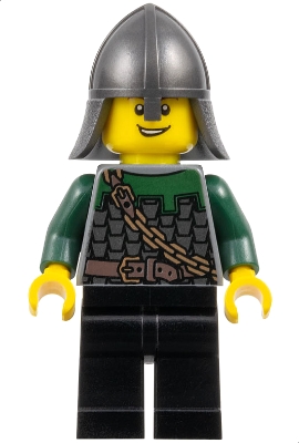 Kingdoms - Dragon Knight Scale Mail with Chain and Belt, Helmet with Neck Protector, Open Grin