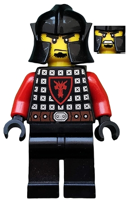 Castle - Dragon Knight Scale Mail with Dragon Shield, Cheek Protection Helmet, Bushy Eyebrows