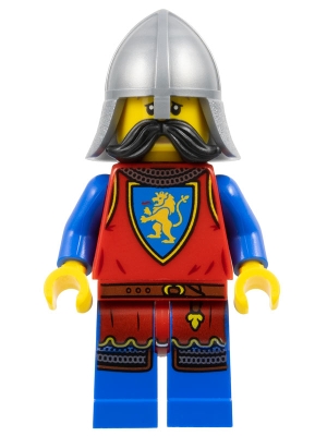 Lion Knight - Male, Flat Silver Neck-Protector, Black Moustache (Tower Guard)
