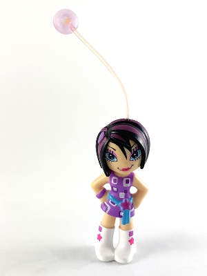 Clikits Figure Star - Black Hair Streaked with Purple, Purple Dress with Sash, White Boots (4240063)