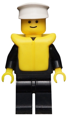 Police - Suit with 4 Buttons, Black Legs, White Hat, Life Jacket
